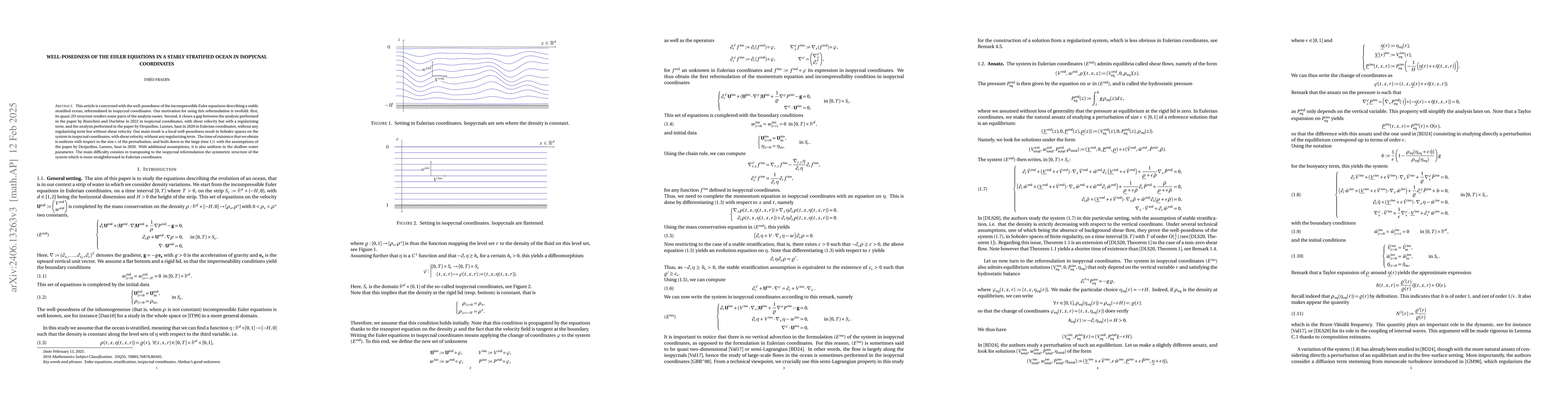 Thumbnail for Well-posedness of the Euler equations in a stably stratified ocean in
  isopycnal coordinates