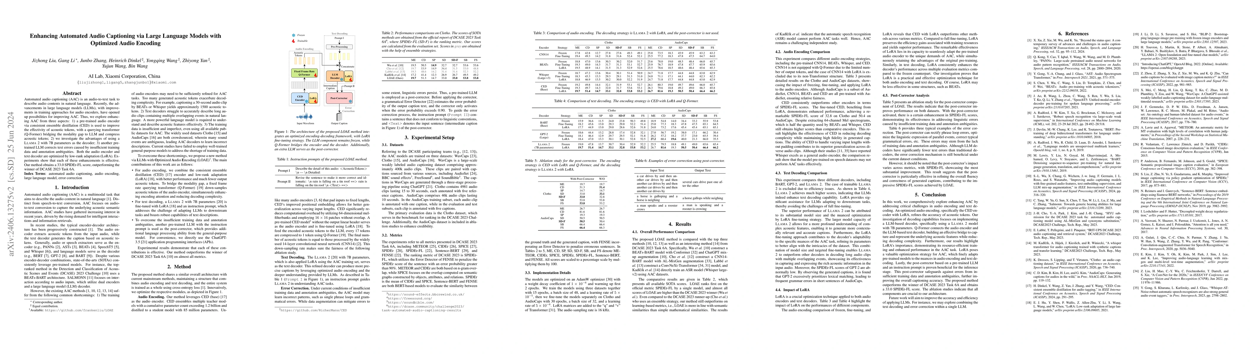 Thumbnail for Enhancing Automated Audio Captioning via Large Language Models with
  Optimized Audio Encoding