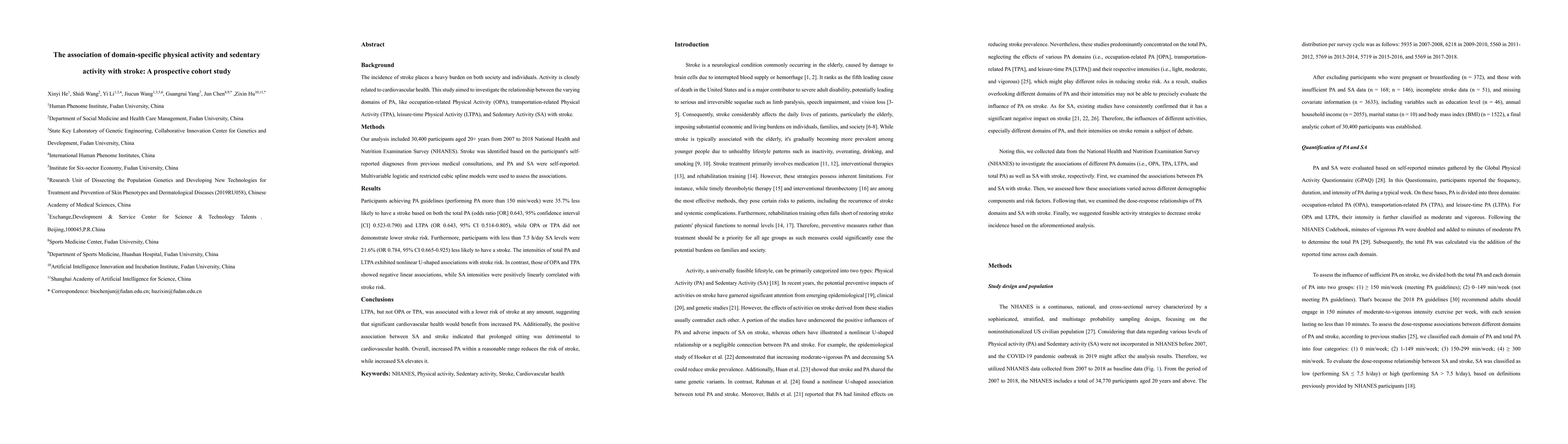 Thumbnail for The association of domain-specific physical activity and sedentary
  activity with stroke: A prospective cohort study