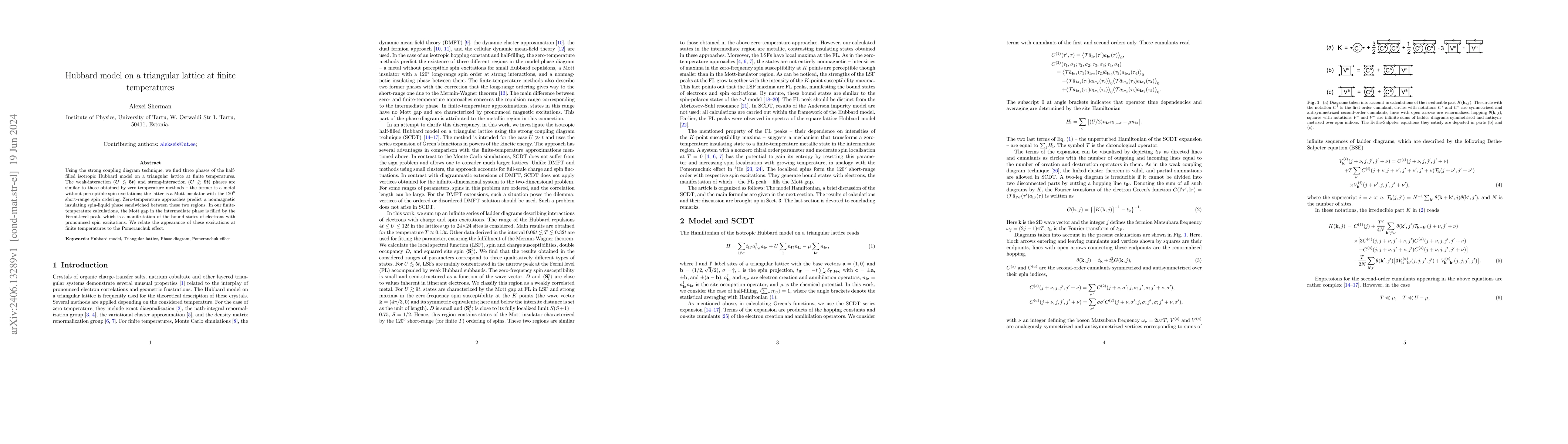 Thumbnail for Hubbard model on a triangular lattice at finite temperatures
