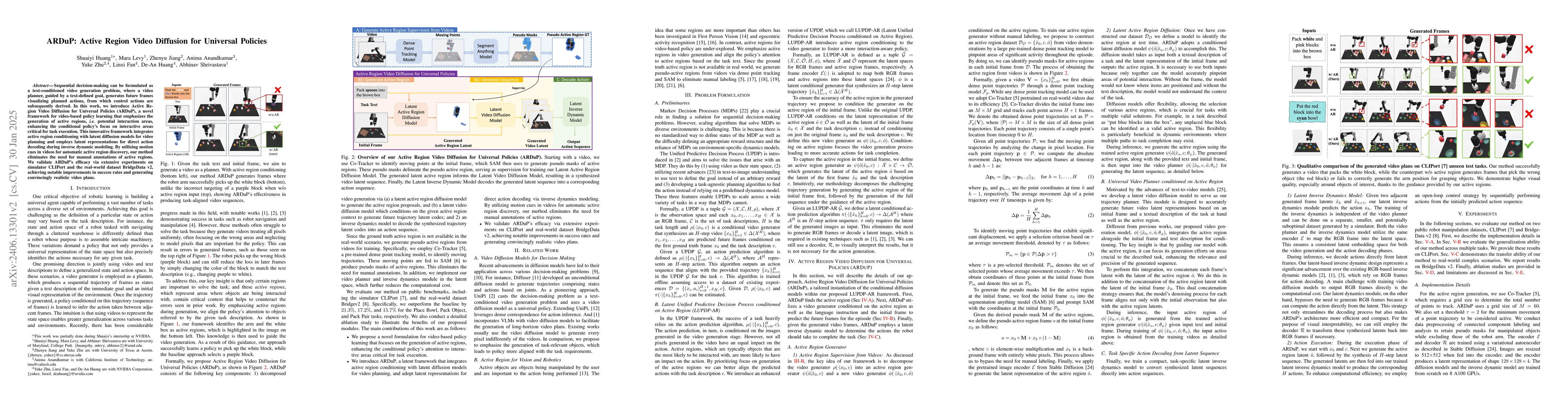 Thumbnail for ARDuP: Active Region Video Diffusion for Universal Policies