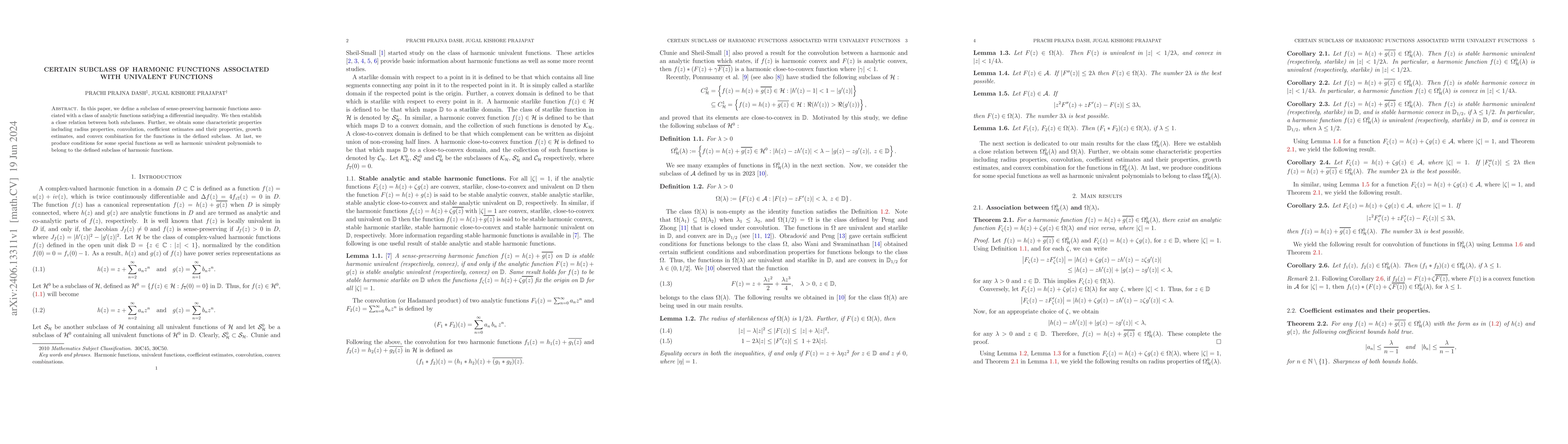 Thumbnail for Certain subclass of harmonic functions associated with univalent
  functions