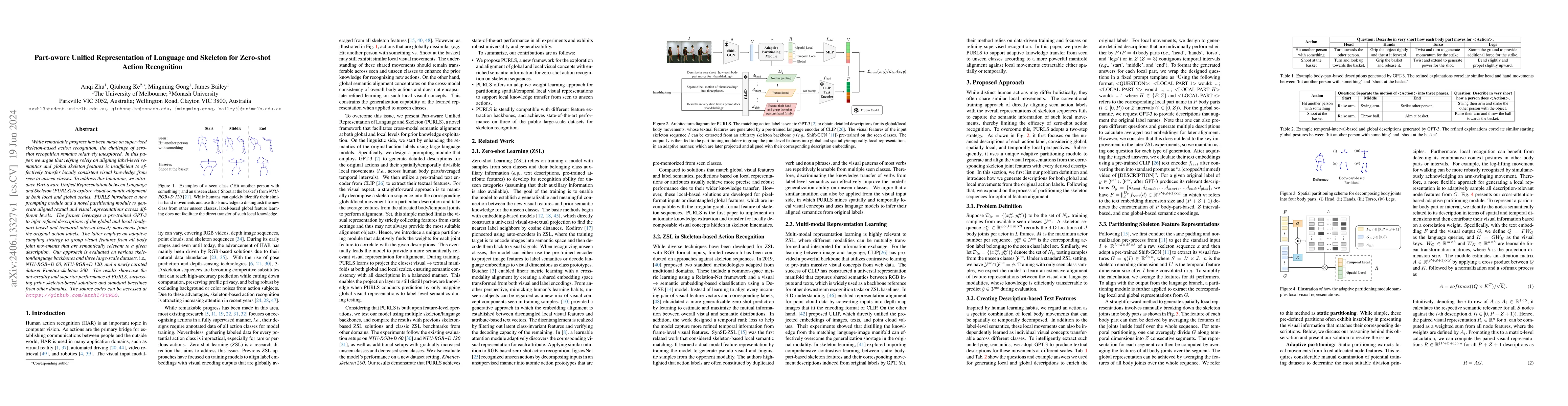 Thumbnail for Part-aware Unified Representation of Language and Skeleton for Zero-shot
  Action Recognition