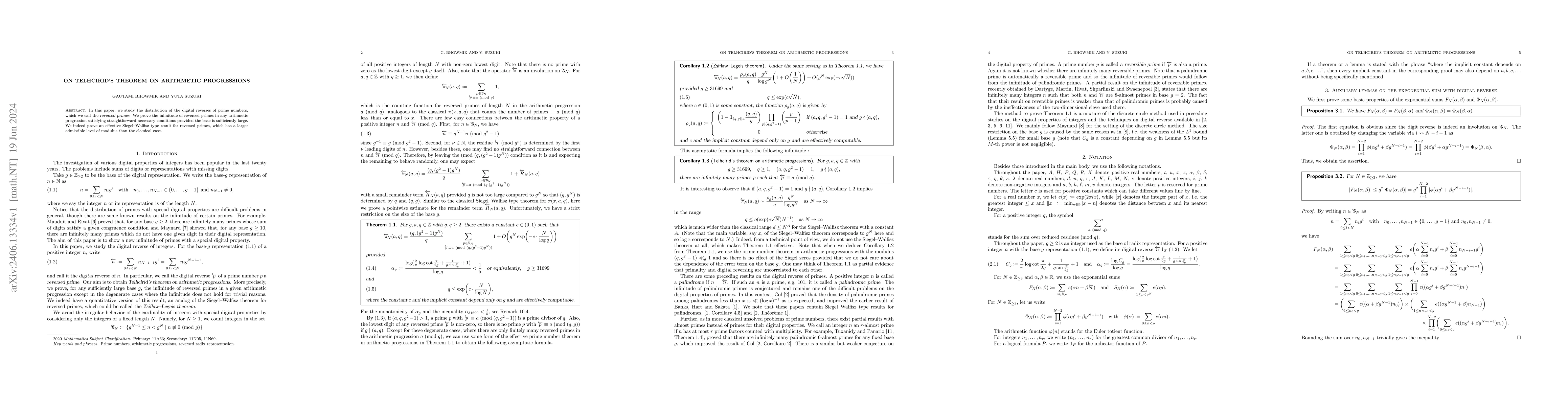 Thumbnail for On Telhcirid's theorem on arithmetic progressions