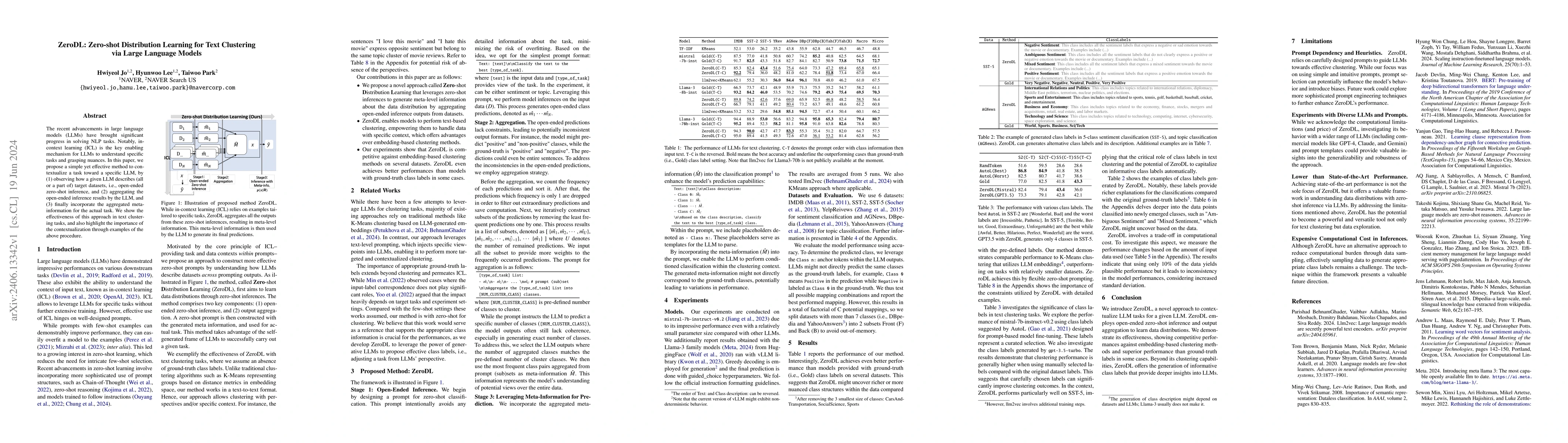 Thumbnail for ZeroDL: Zero-shot Distribution Learning for Text Clustering via Large
  Language Models