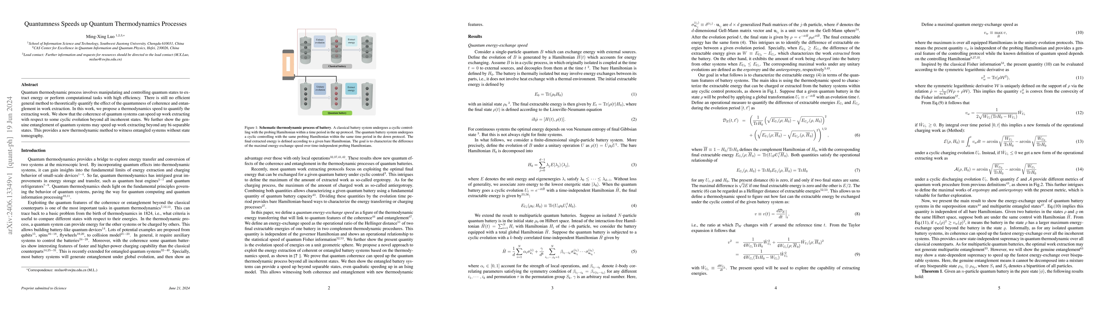 Thumbnail for Quantumness Speeds up Quantum Thermodynamics Processes