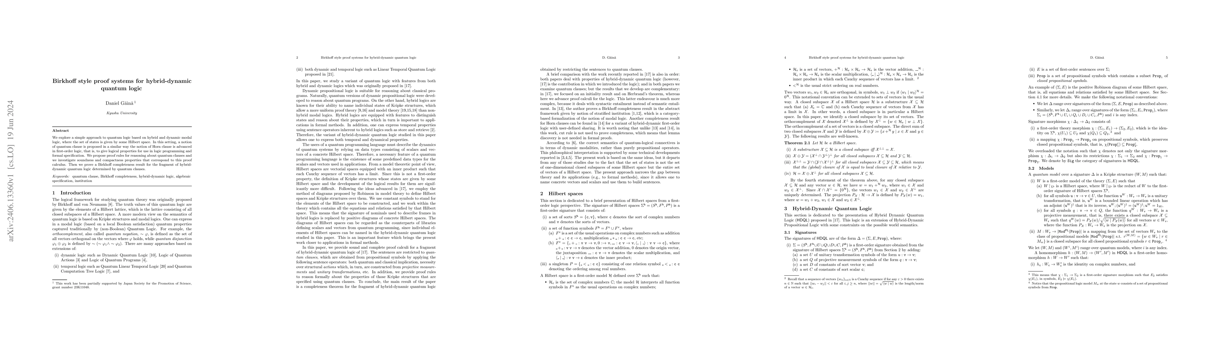Thumbnail for Birkhoff style proof systems for hybrid-dynamic quantum logic