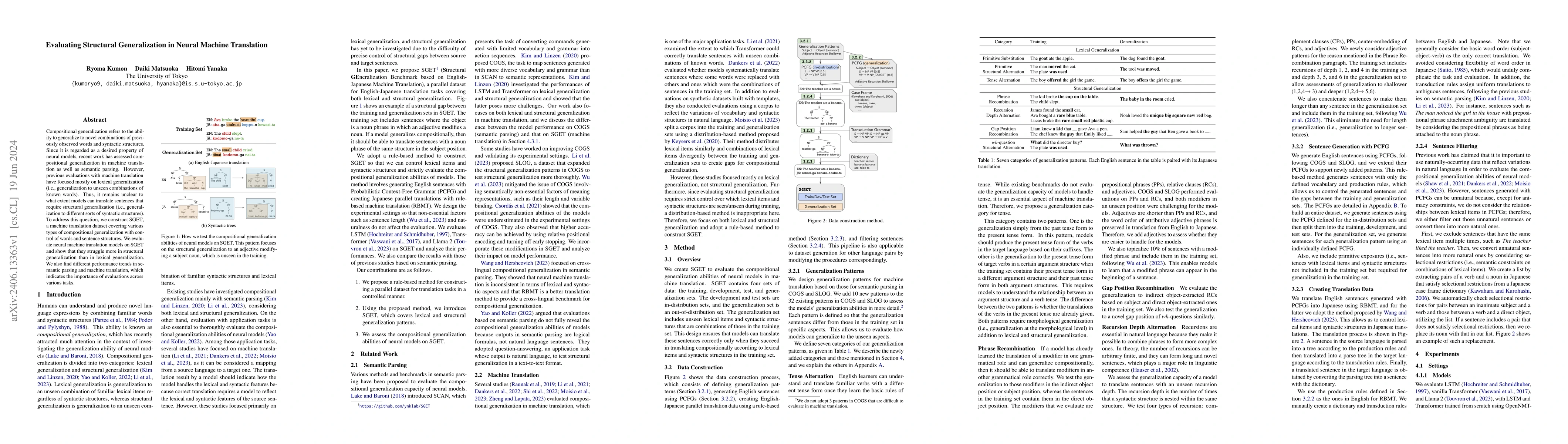 Thumbnail for Evaluating Structural Generalization in Neural Machine Translation