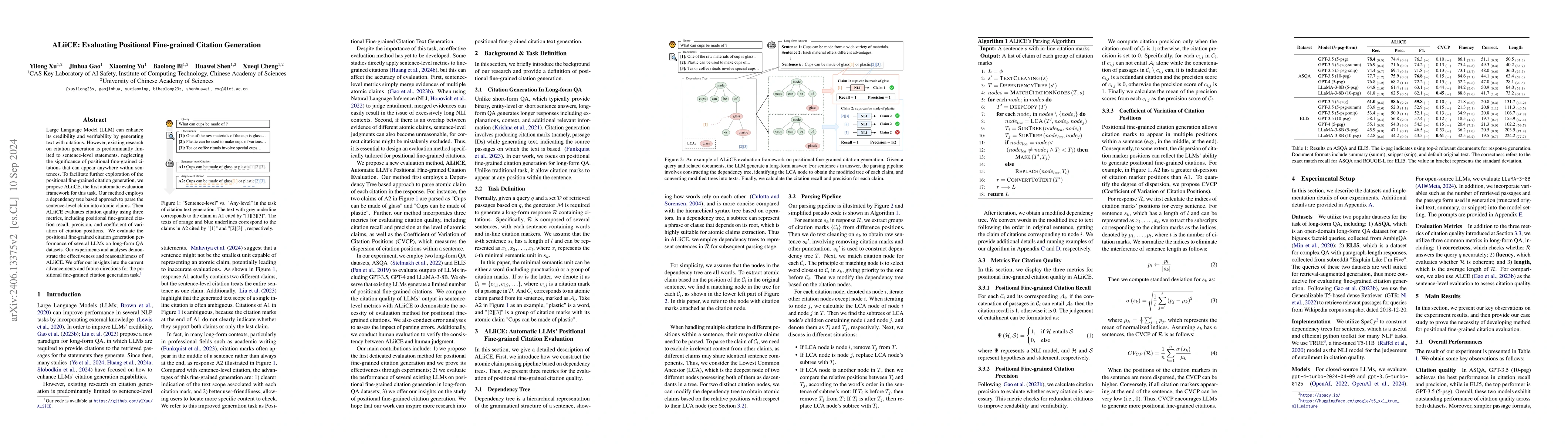 Thumbnail for ALiiCE: Evaluating Positional Fine-grained Citation Generation