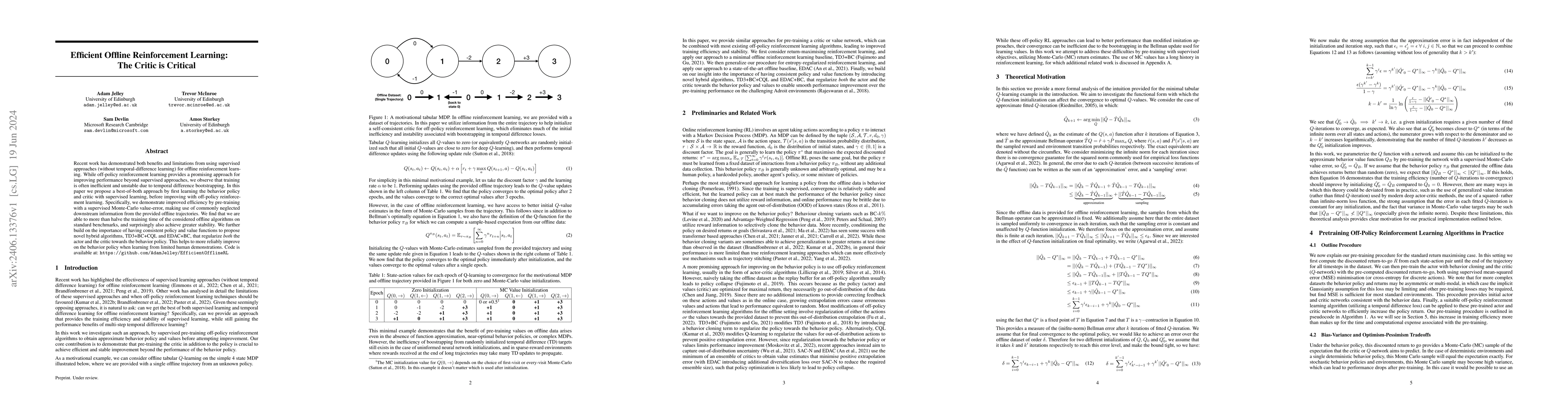 Thumbnail for Efficient Offline Reinforcement Learning: The Critic is Critical