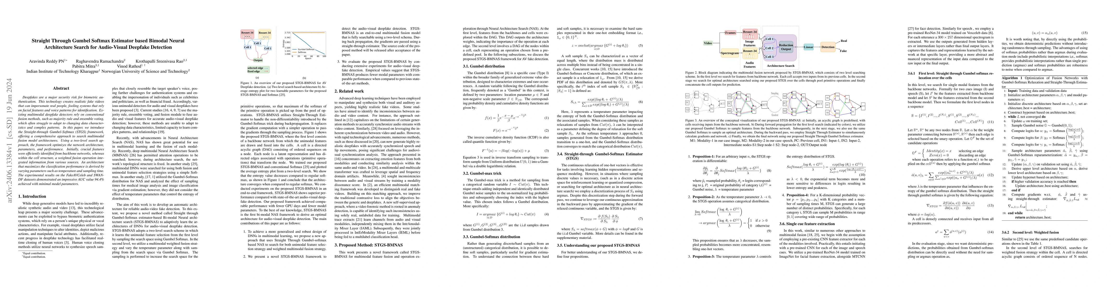 Thumbnail for Straight Through Gumbel Softmax Estimator based Bimodal Neural
  Architecture Search for Audio-Visual Deepfake Detection