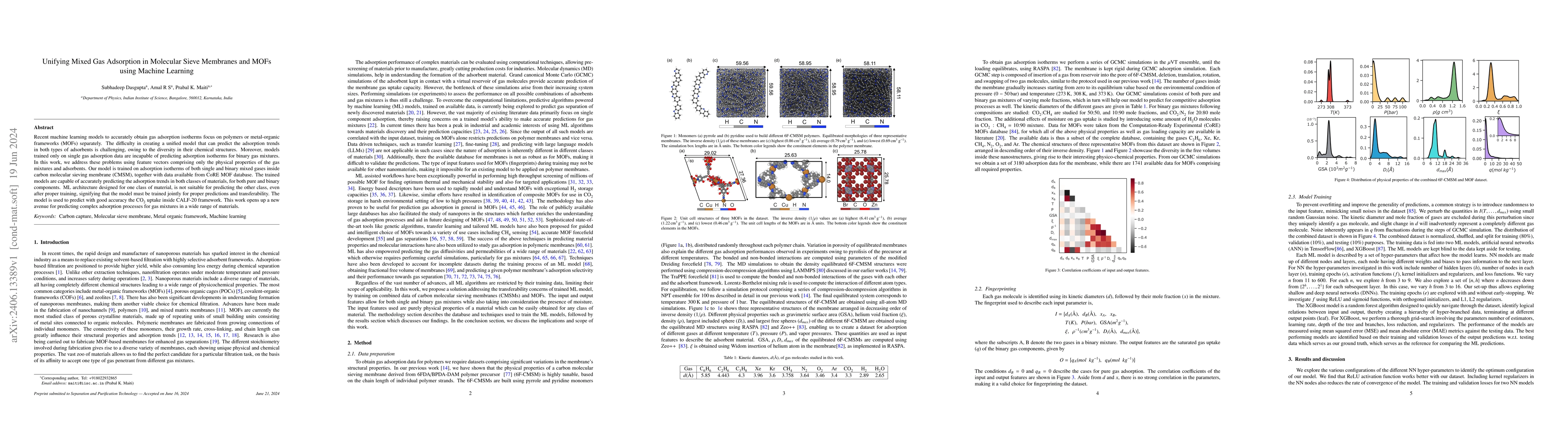 Thumbnail for Unifying Mixed Gas Adsorption in Molecular Sieve Membranes and MOFs
  using Machine Learning