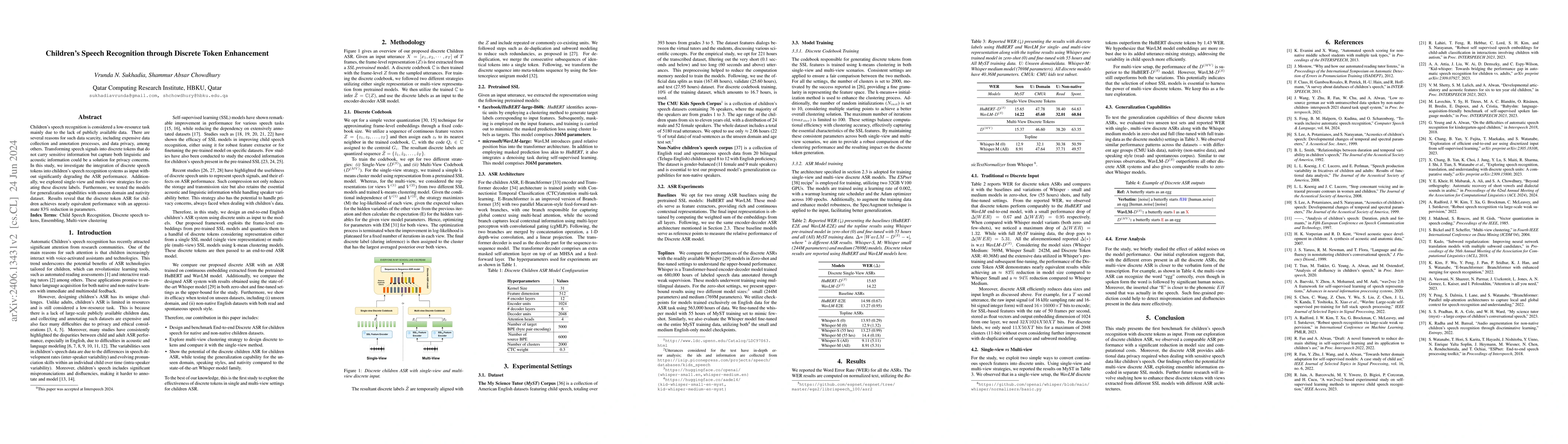Thumbnail for Children's Speech Recognition through Discrete Token Enhancement