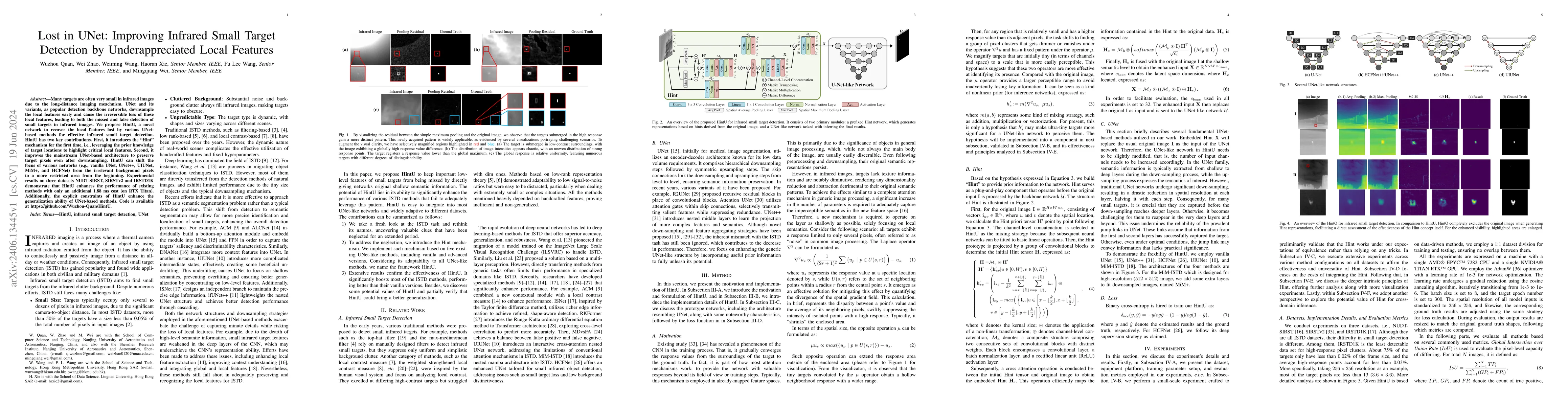 Thumbnail for Lost in UNet: Improving Infrared Small Target Detection by
  Underappreciated Local Features