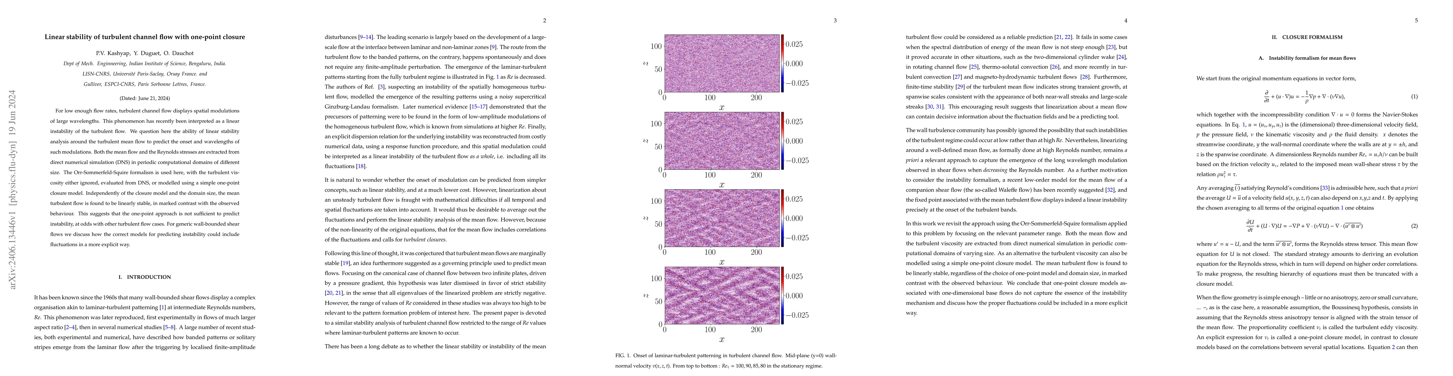 Thumbnail for Linear stability of turbulent channel flow with one-point closure