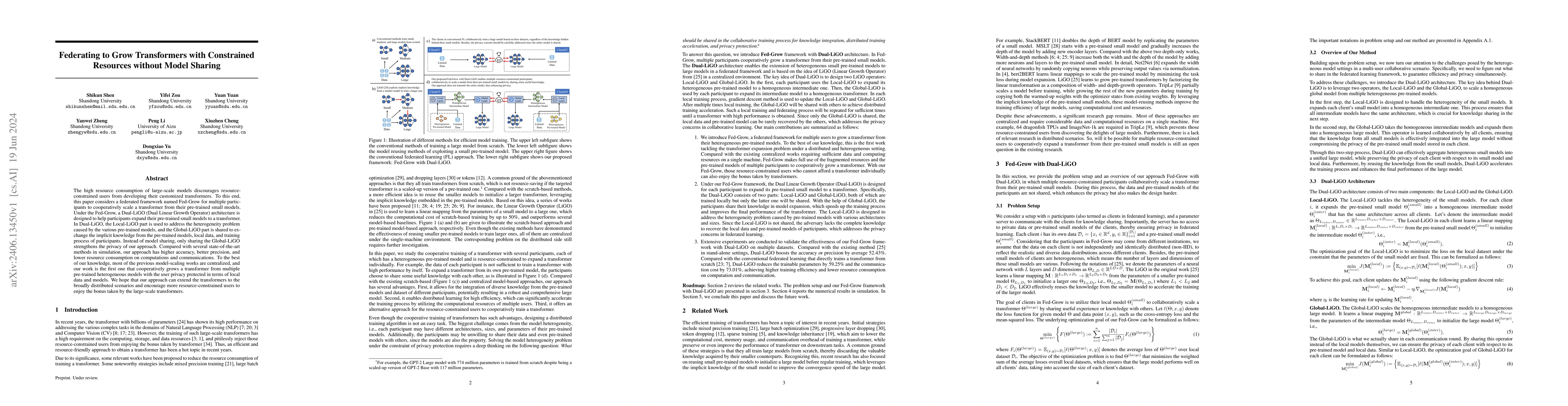 Thumbnail for Federating to Grow Transformers with Constrained Resources without Model
  Sharing
