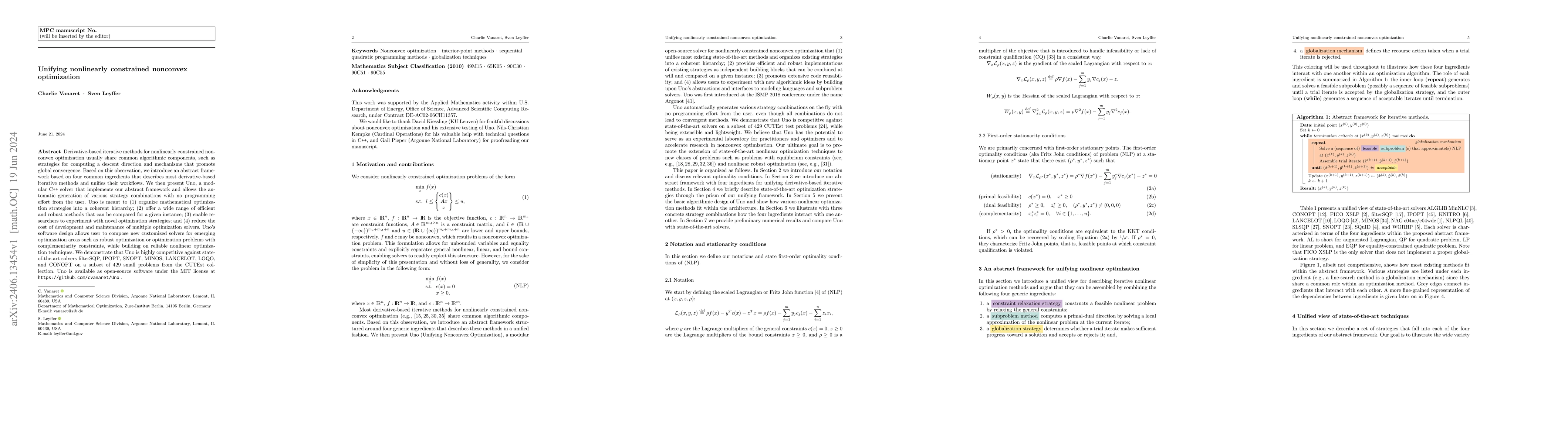 Thumbnail for Unifying nonlinearly constrained nonconvex optimization