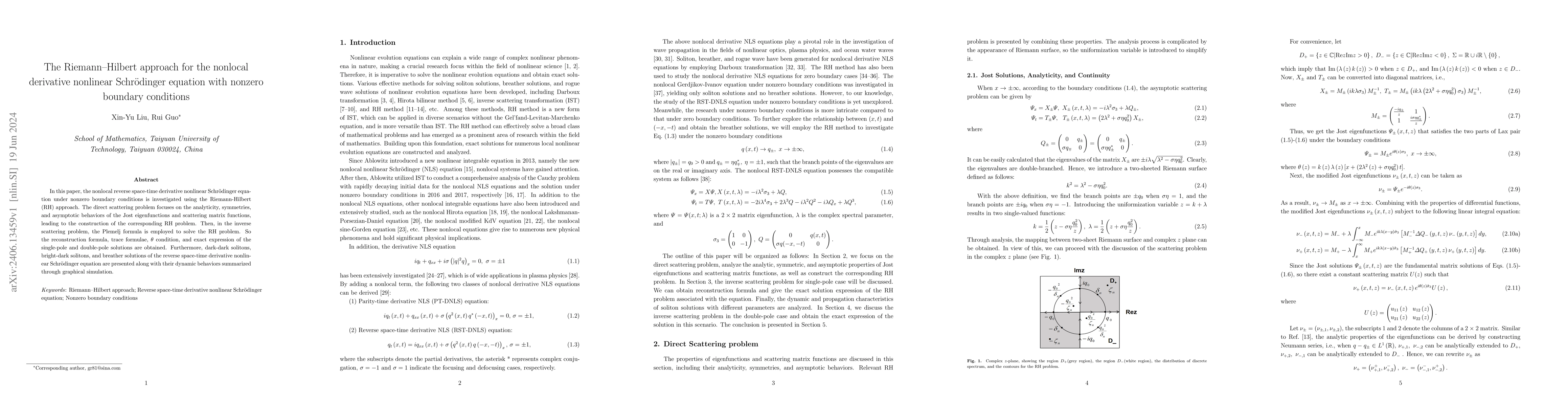 Thumbnail for The Riemann-Hilbert approach for the nonlocal derivative nonlinear
  Schr\"odinger equation with nonzero boundary conditions