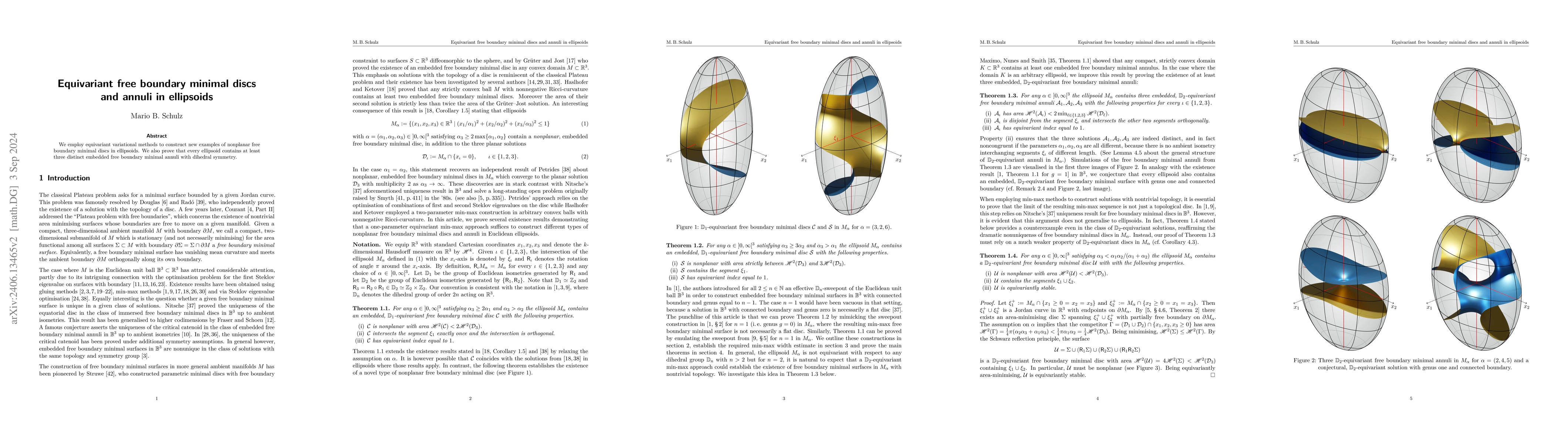 Thumbnail for Equivariant free boundary minimal discs and annuli in ellipsoids