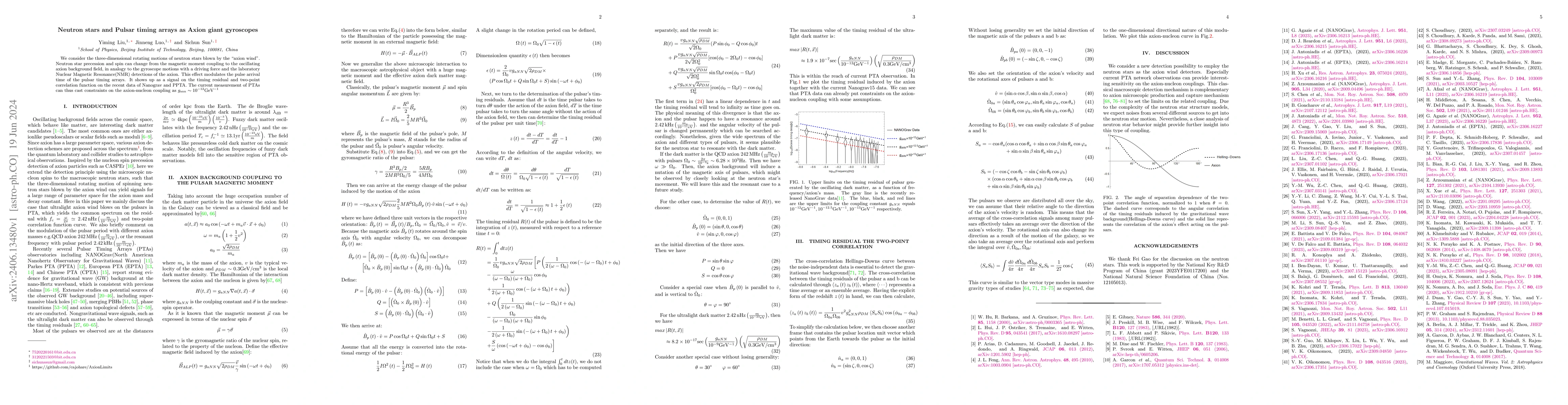 Thumbnail for Neutron stars and Pulsar timing arrays as Axion giant gyroscopes