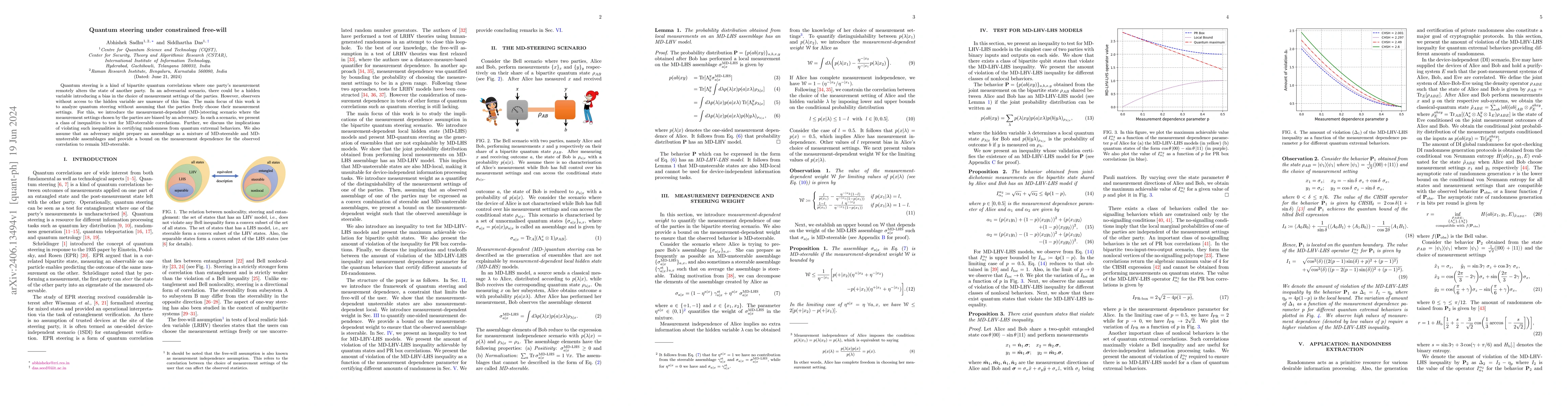 Thumbnail for Quantum steering under constrained free-will