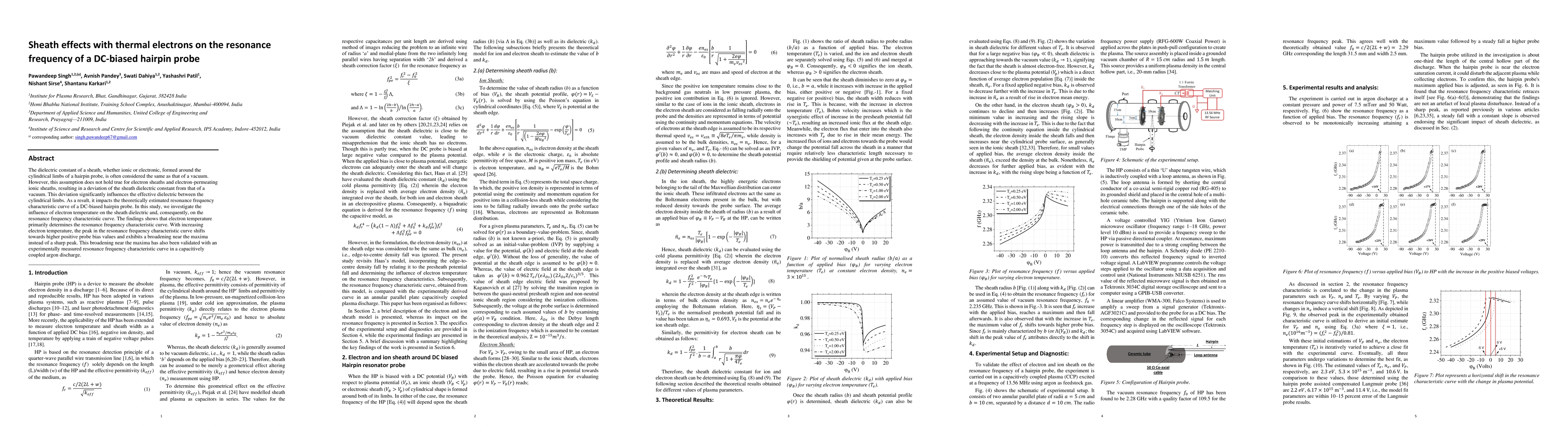 Thumbnail for Sheath effects with thermal electrons on the resonance frequency of a
  DC-biased hairpin probe