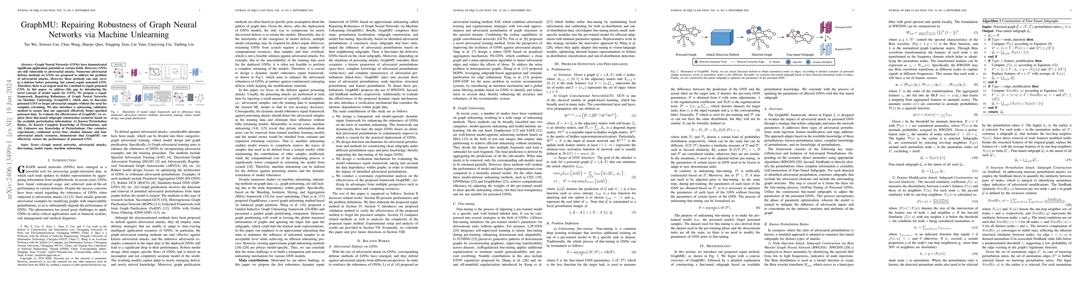 Thumbnail for GraphMU: Repairing Robustness of Graph Neural Networks via Machine
  Unlearning