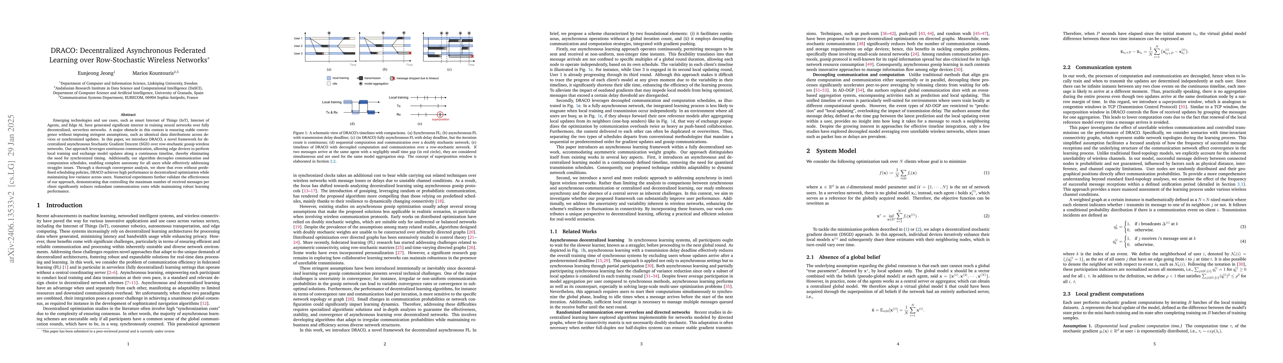 Thumbnail for DRACO: Decentralized Asynchronous Federated Learning over Continuous
  Row-Stochastic Network Matrices