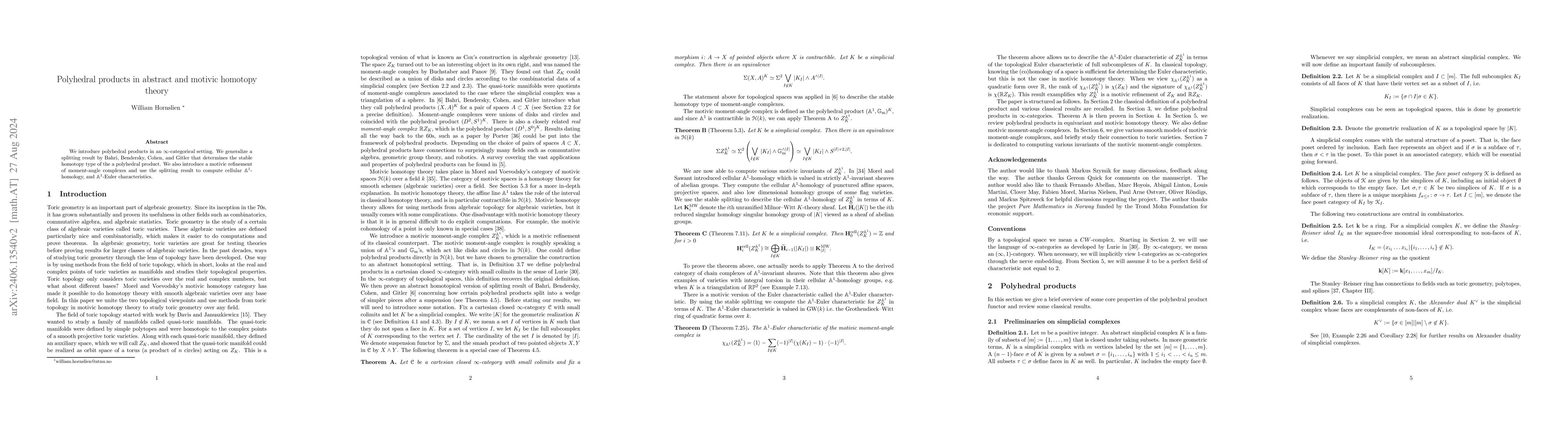 Thumbnail for Polyhedral products in abstract and motivic homotopy theory
