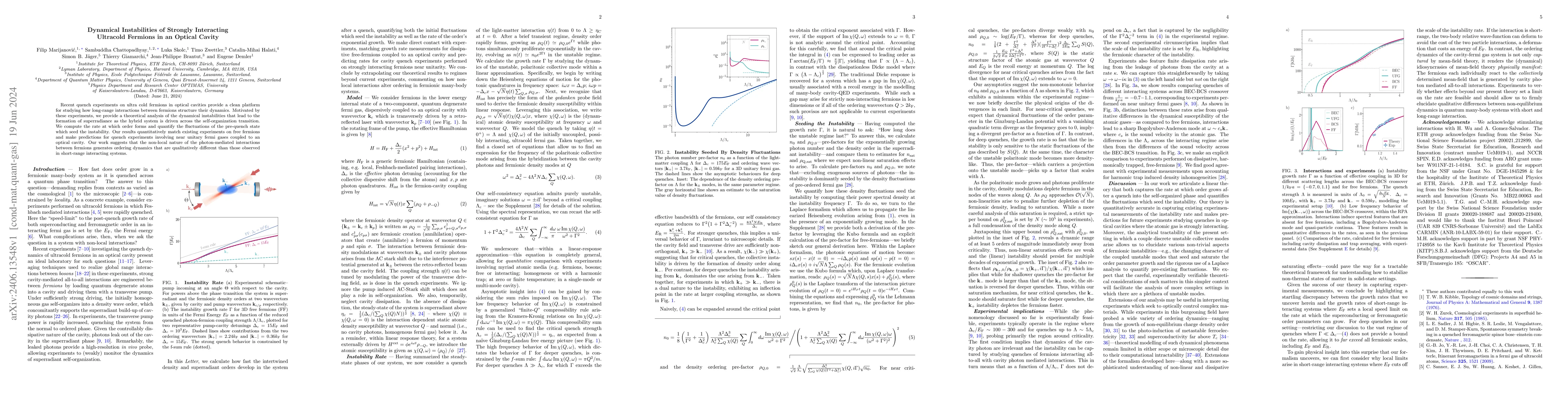 Thumbnail for Dynamical Instabilities of Strongly Interacting Ultracold Fermions in an
  Optical Cavity