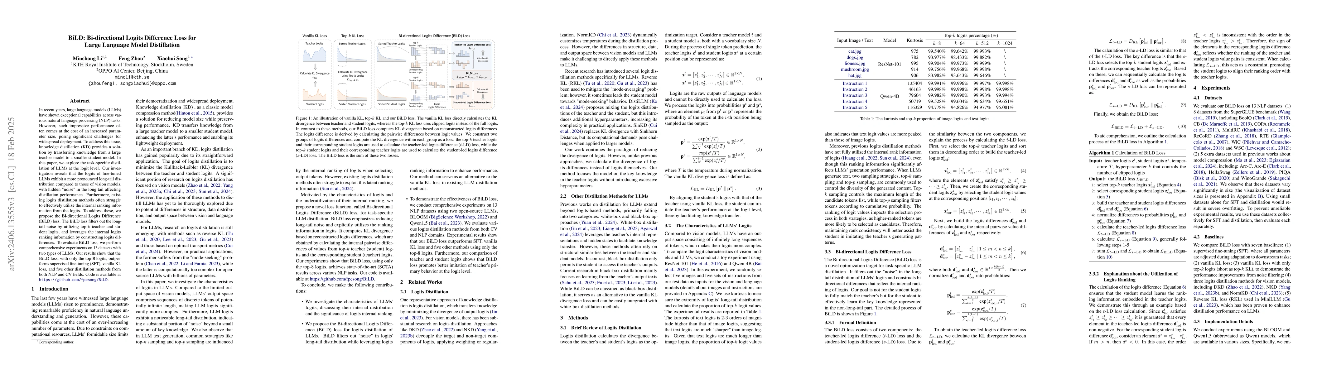 Thumbnail for BiLD: Bi-directional Logits Difference Loss for Large Language Model
  Distillation