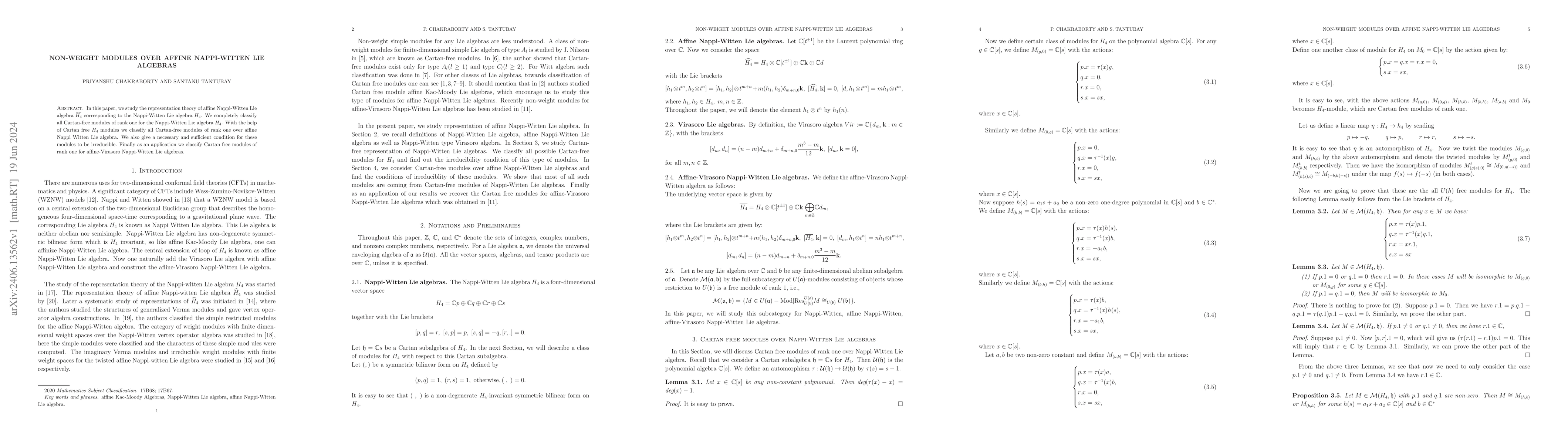 Thumbnail for Non-Weight modules over affine Nappi-Witten Lie algebras