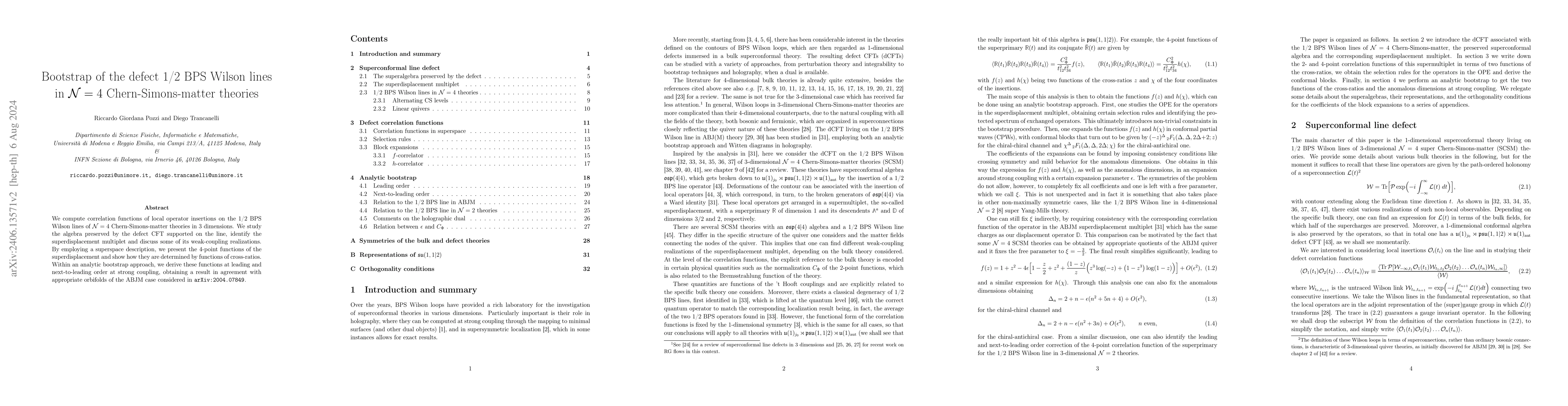 Thumbnail for Bootstrap of the defect 1/2 BPS Wilson lines in N=4 Chern-Simons-matter
  theories