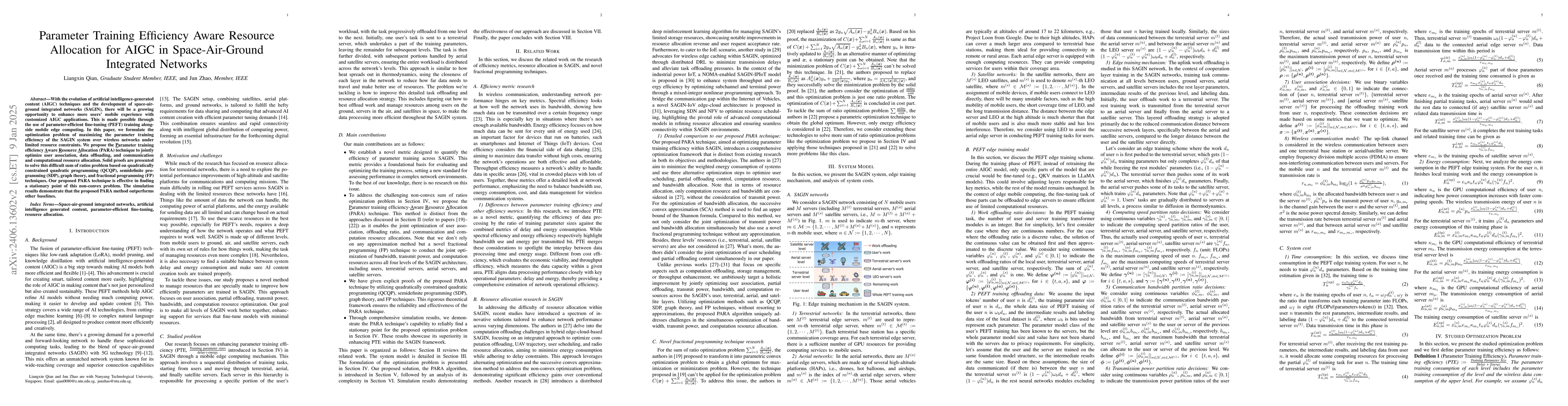 Thumbnail for Parameter Training Efficiency Aware Resource Allocation for AIGC in
  Space-Air-Ground Integrated Networks