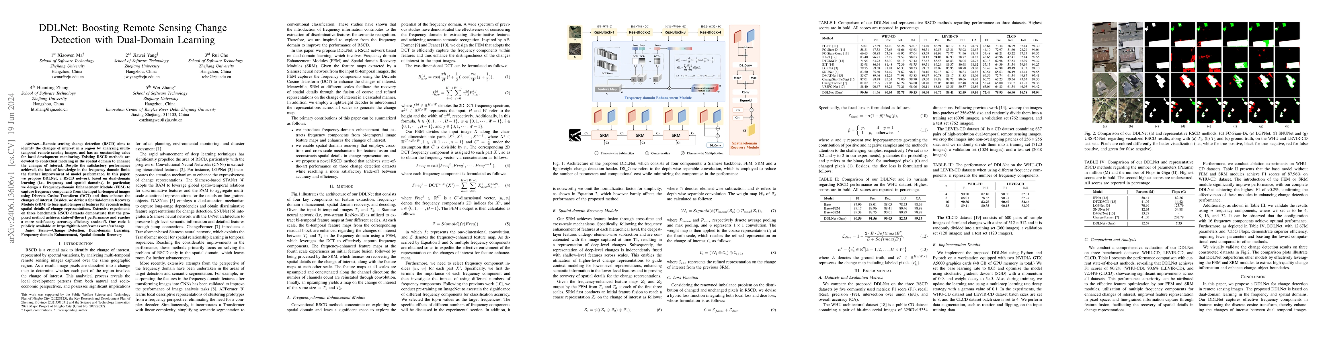 Thumbnail for DDLNet: Boosting Remote Sensing Change Detection with Dual-Domain
  Learning
