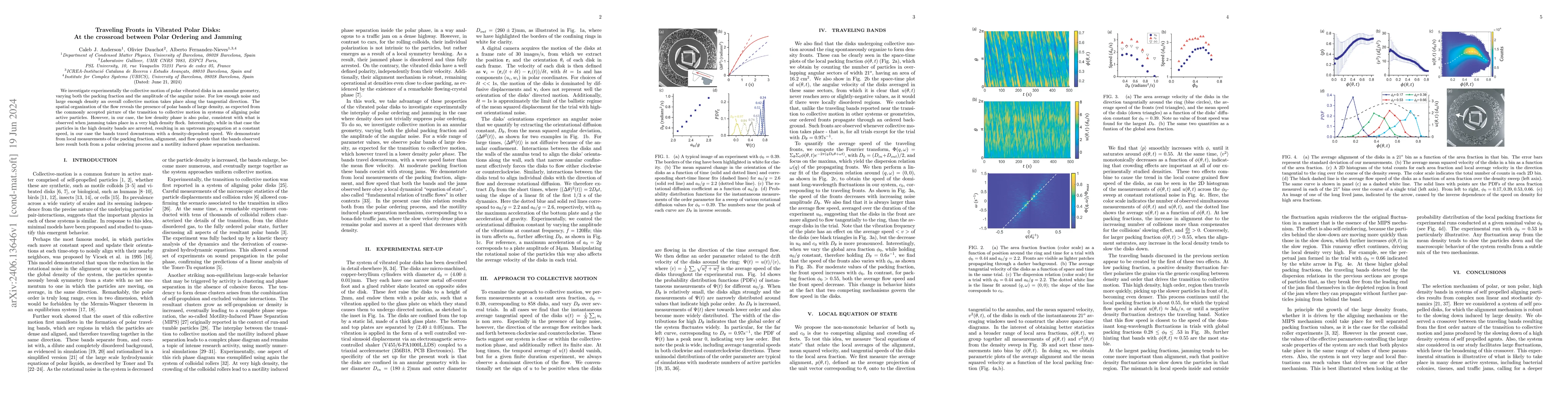 Thumbnail for Traveling Fronts and the Smoothing of the Collective-Motion Phase
  Transition in Vibrated Polar Disks