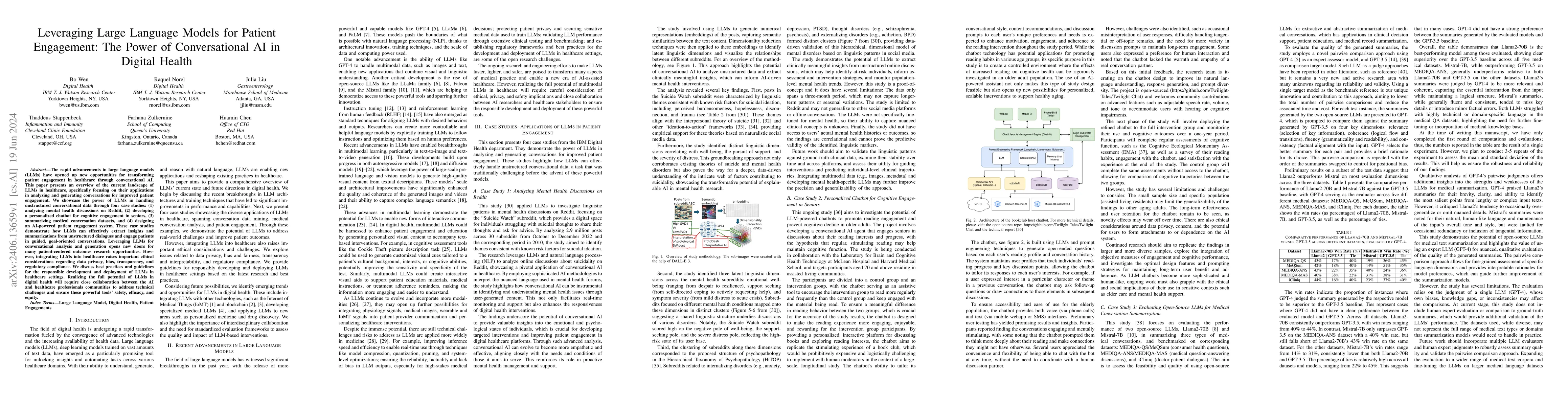 Thumbnail for Leveraging Large Language Models for Patient Engagement: The Power of
  Conversational AI in Digital Health
