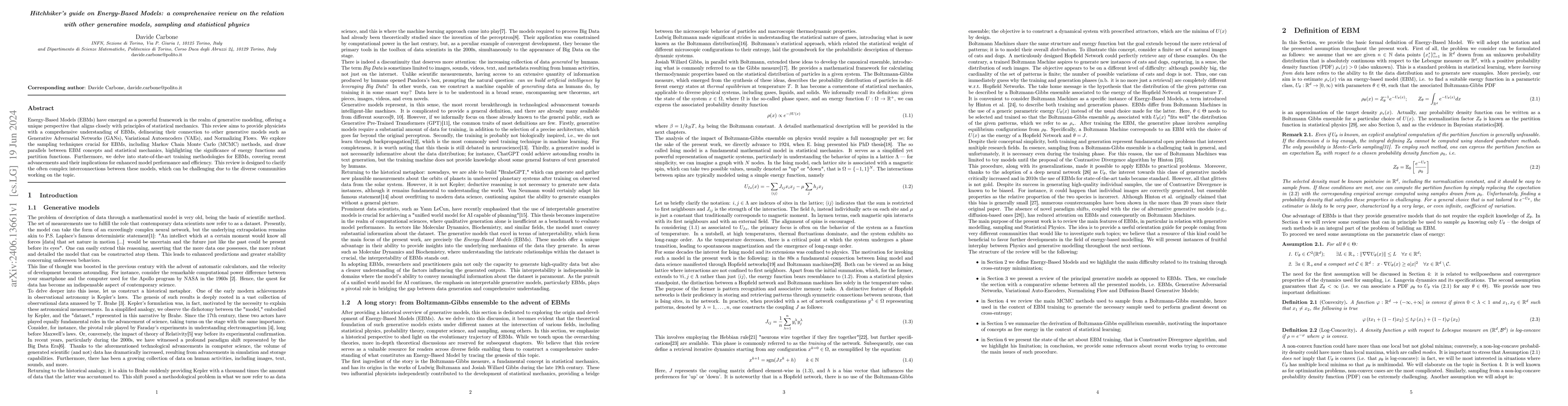 Thumbnail for Hitchhiker's guide on Energy-Based Models: a comprehensive review on the
  relation with other generative models, sampling and statistical physics