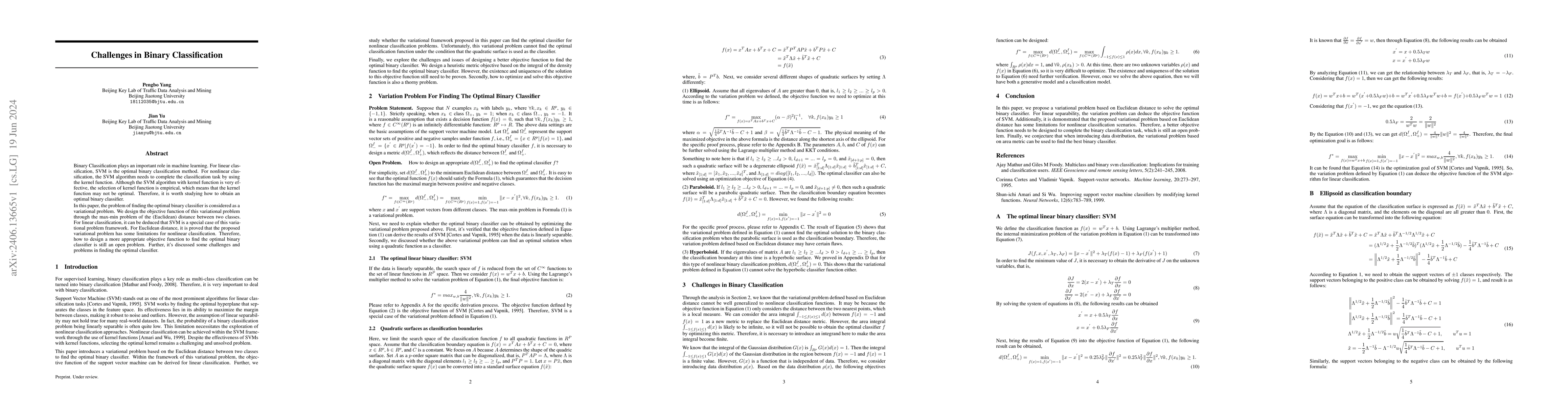 Thumbnail for Challenges in Binary Classification