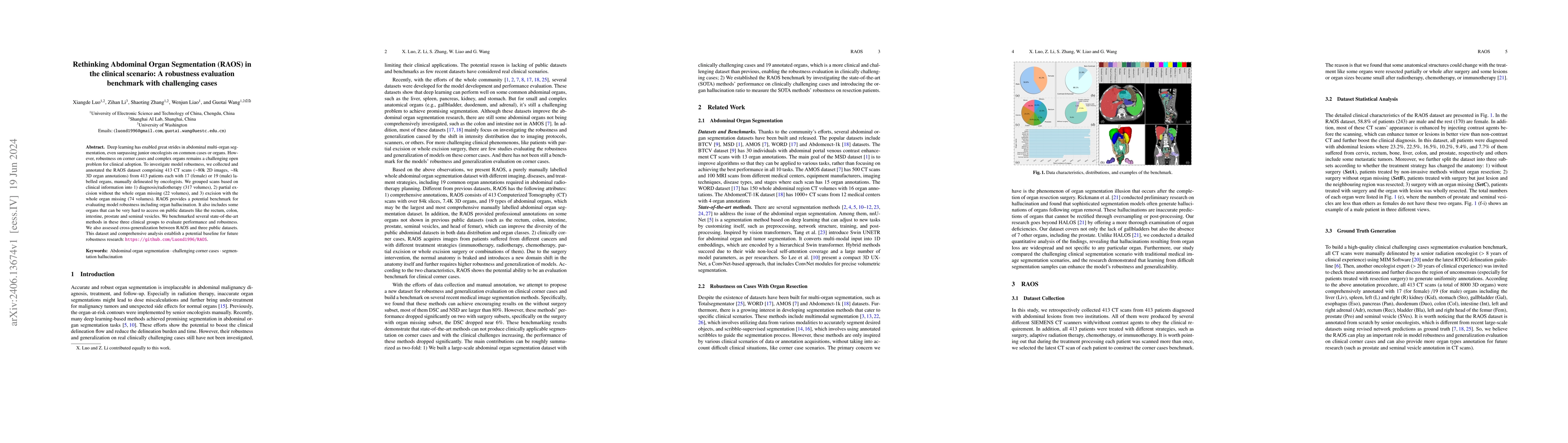Thumbnail for Rethinking Abdominal Organ Segmentation (RAOS) in the clinical scenario:
  A robustness evaluation benchmark with challenging cases
