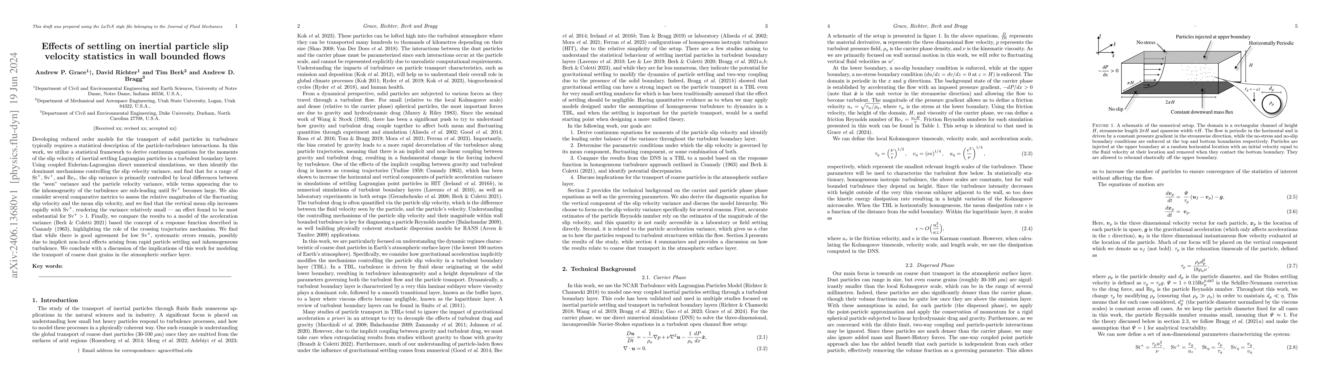 Thumbnail for Effects of settling on inertial particle slip velocity statistics in
  wall bounded flows