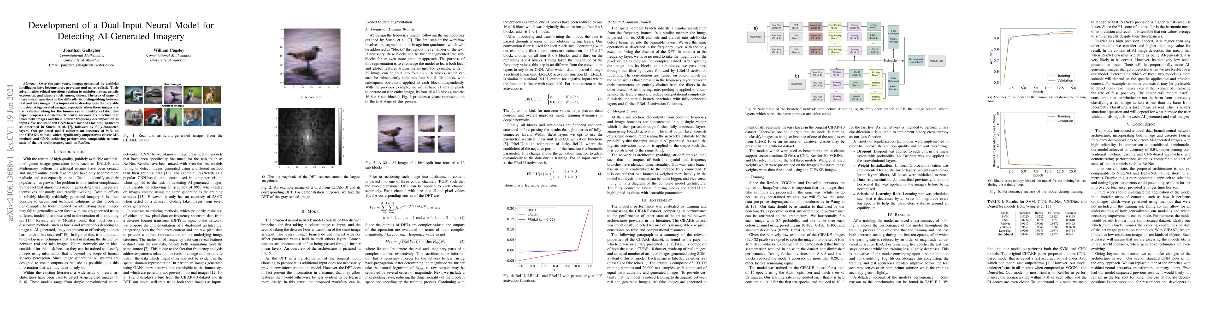 Thumbnail for Development of a Dual-Input Neural Model for Detecting AI-Generated
  Imagery