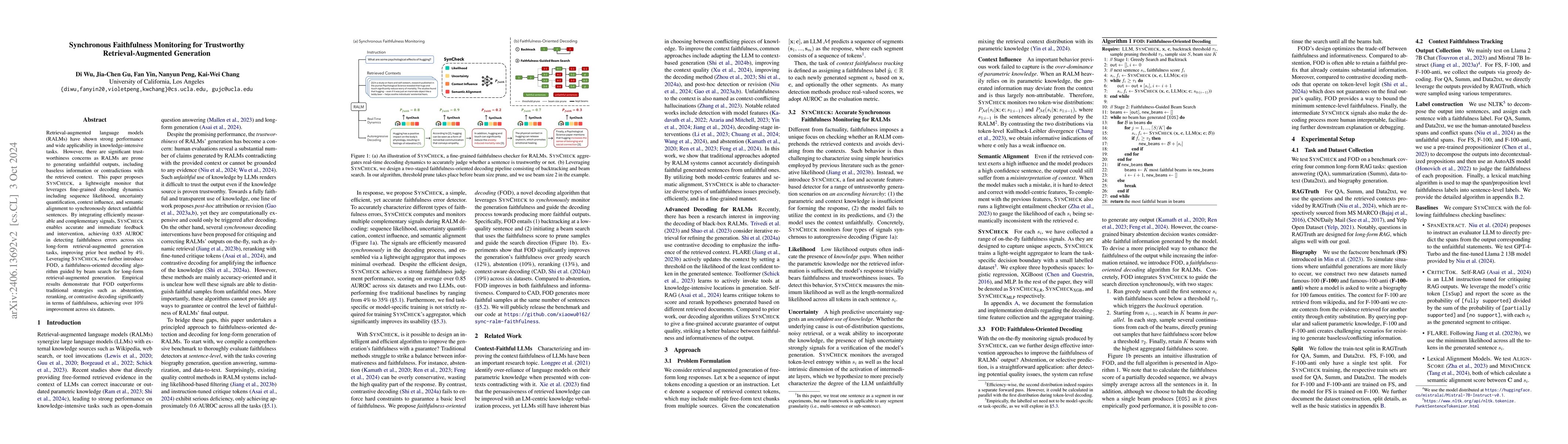 Thumbnail for Synchronous Faithfulness Monitoring for Trustworthy Retrieval-Augmented
  Generation