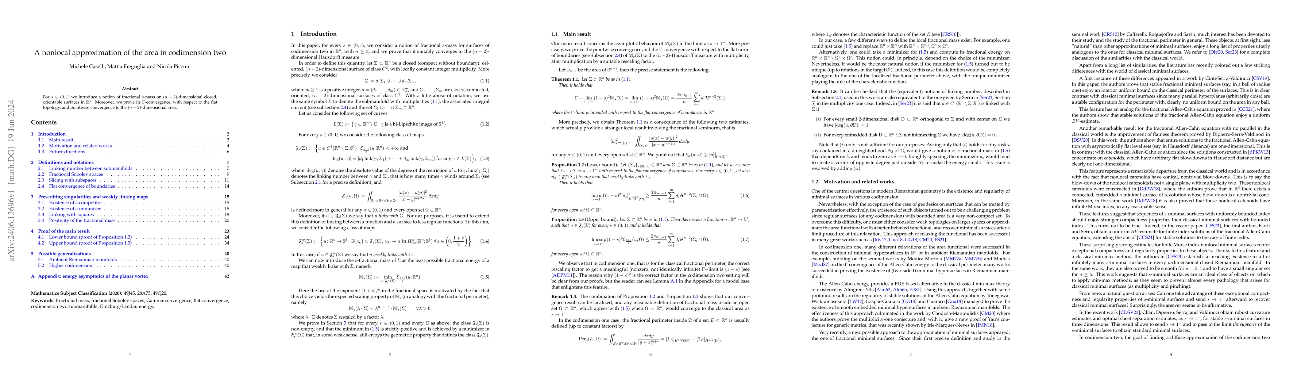 Thumbnail for A nonlocal approximation of the area in codimension two