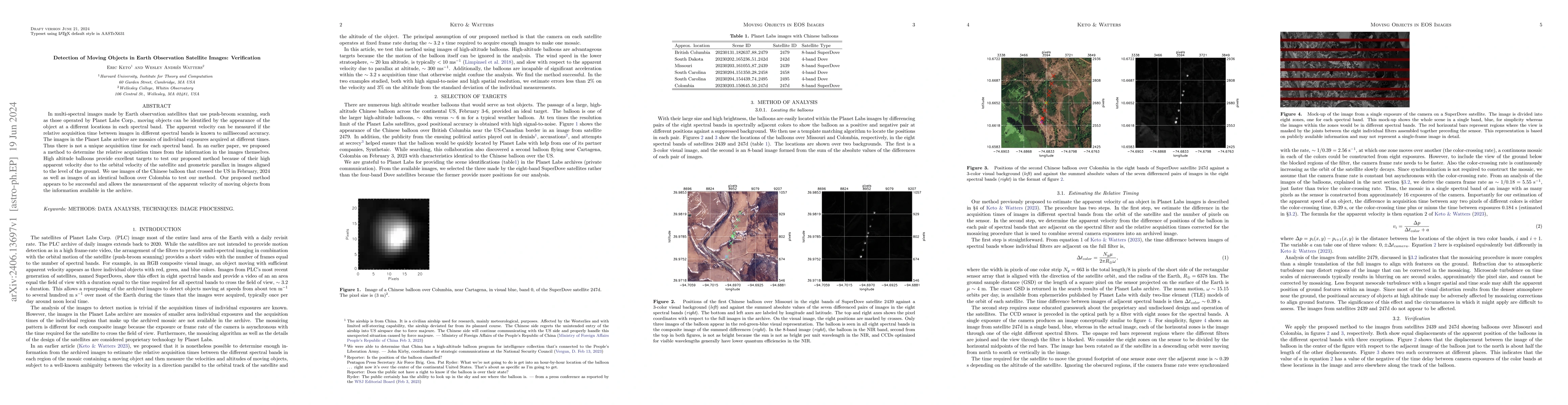 Thumbnail for Detection of Moving Objects in Earth Observation Satellite Images:
  Verification