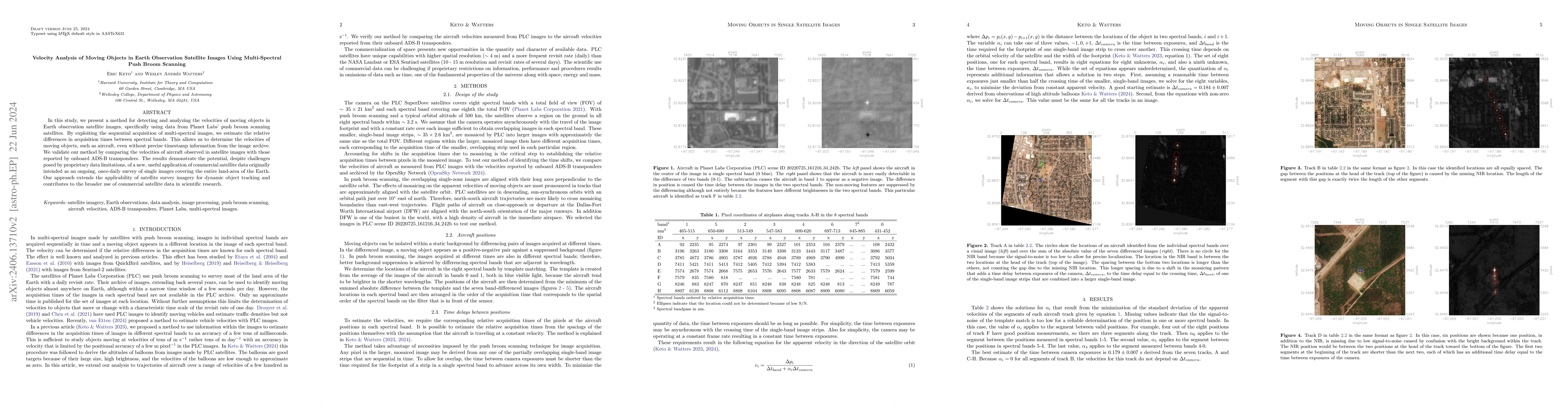 Thumbnail for Velocity Analysis of Moving Objects in Earth Observation Satellite
  Images Using Multi-Spectral Push Broom Scanning