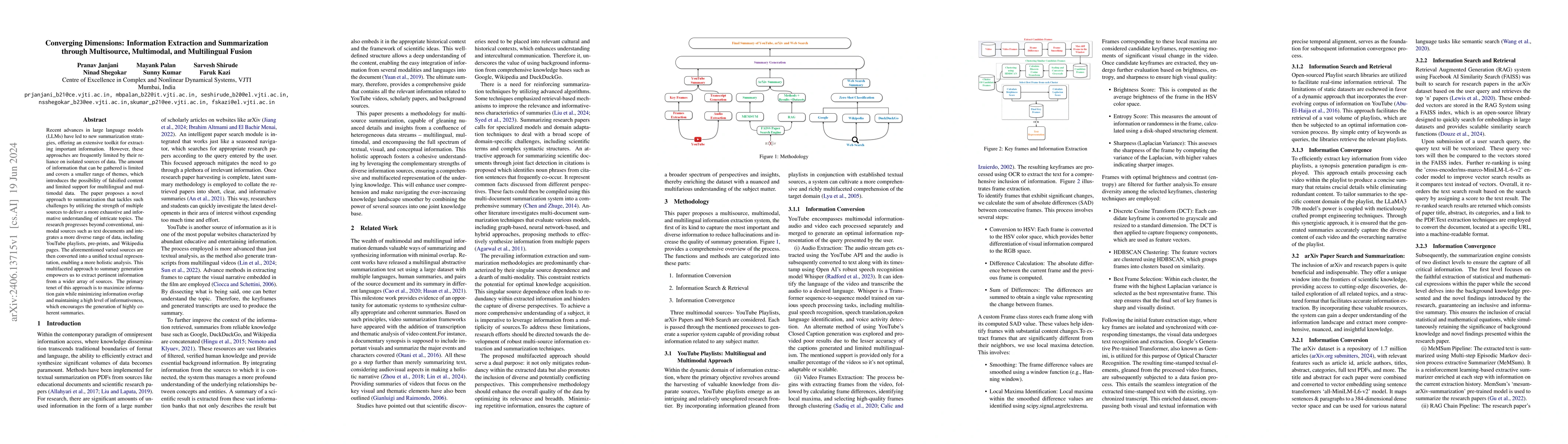 Thumbnail for Converging Dimensions: Information Extraction and Summarization through
  Multisource, Multimodal, and Multilingual Fusion