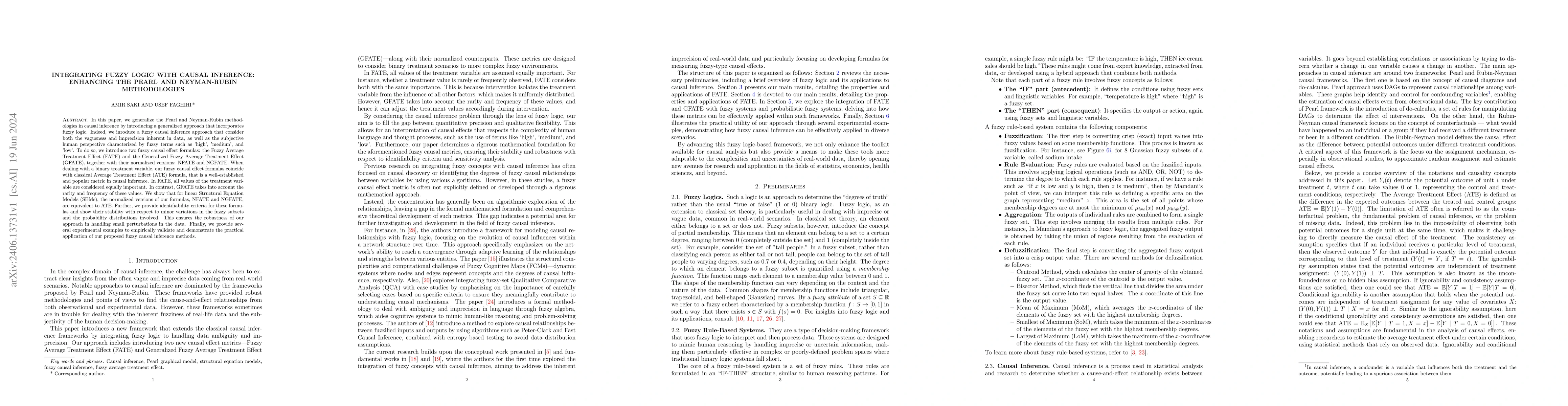 Thumbnail for Integrating Fuzzy Logic with Causal Inference: Enhancing the Pearl and
  Neyman-Rubin Methodologies