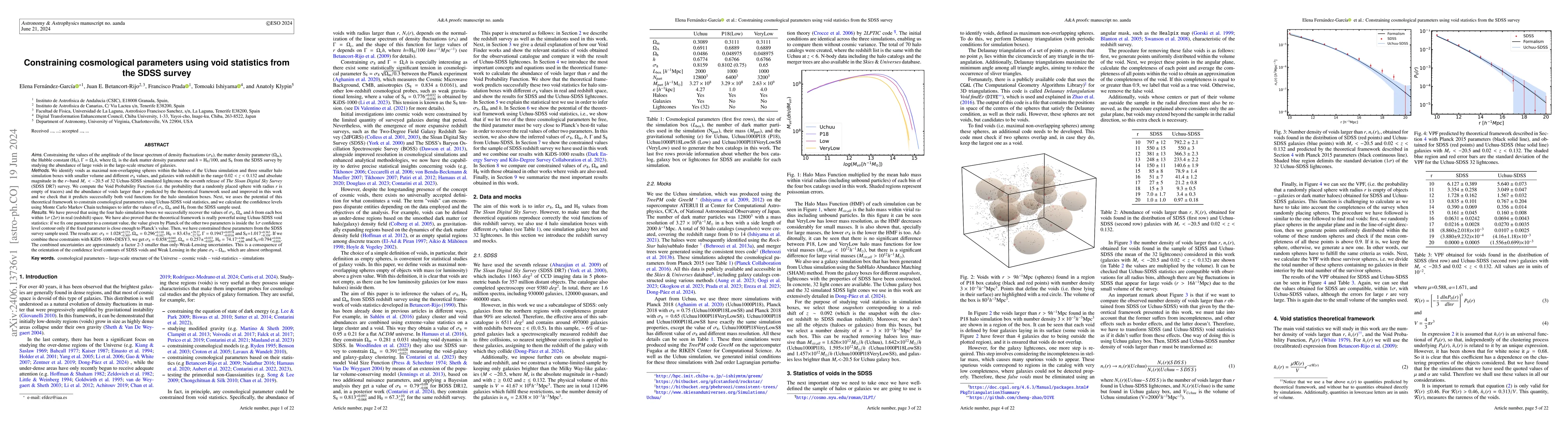 Thumbnail for Constraining cosmological parameters using void statistics from the SDSS
  survey