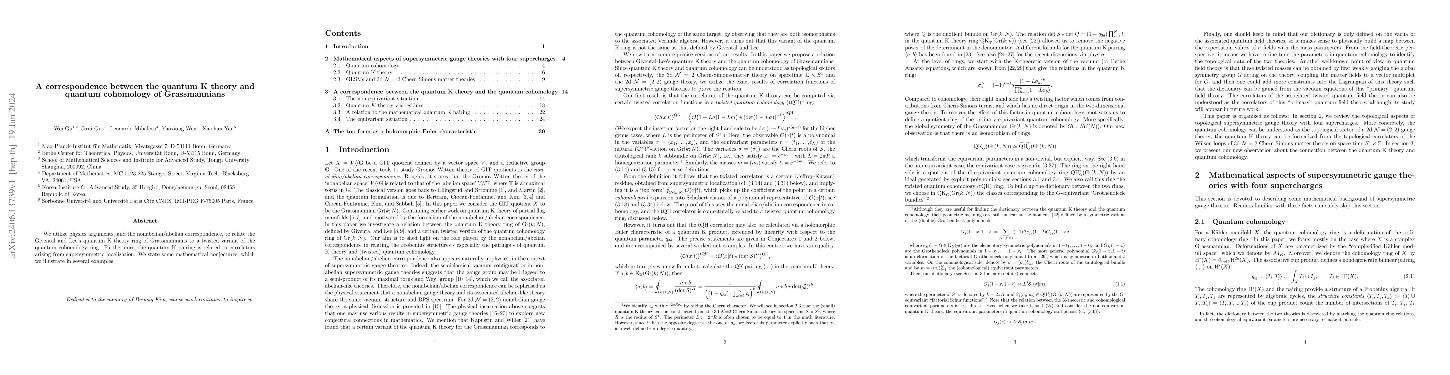 Thumbnail for A correspondence between the quantum K theory and quantum cohomology of
  Grassmannians